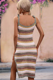 Striped Tie Shoulder Split Cover Up Dress • More Colors