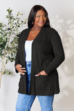 Basic Bae Ribbed Open Front Cardigan with Pockets • More Colors