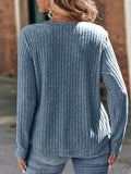 Round Neck Ribbed Long Sleeve T-Shirt • More Colors