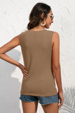 Buttoned Deep V Tank • More Colors