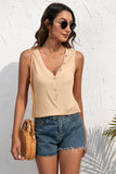 Buttoned Deep V Tank • More Colors