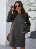 Round Neck Long Sleeve Tunic/Dress with Pockets • More Colors