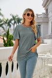 Eyelet Flutter Sleeve Round Neck Top • More Colors