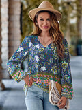 Printed Tie Neck Long Sleeve Blouse • More Colors