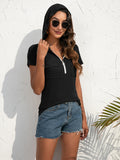 Half-Zip Short Sleeve Hooded Top • More Colors