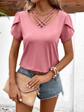 Strappy V-Neck Petal Sleeve Top • More Colors