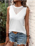 Lace Detail Round Neck Tank • More Colors