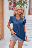 Ruched V-Neck Short Sleeve Tee • More Colors