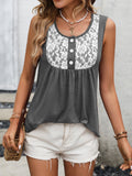 Lace Contrast Scoop Neck Tank • More Colors
