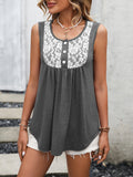 Lace Contrast Scoop Neck Tank • More Colors
