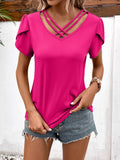 Strappy V-Neck Petal Sleeve Top • More Colors