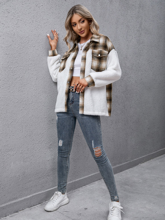 Plaid Collared Neck Button Down Jacket • More Colors