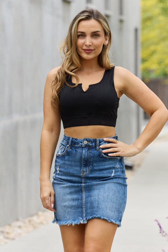 Sleeveless Ribbed V-Neck Bralette
