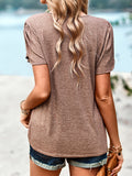 Contrast V-Neck Petal Sleeve Top • More Colors
