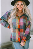 Plaid V-Neck Button Down Shirt/Jacket