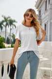 Eyelet Flutter Sleeve Round Neck Top • More Colors