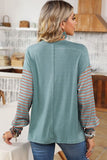 Striped Round Neck Lantern Sleeve Sweatshirt • More Colors