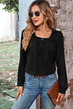 Ruched Square Neck Long Sleeve T-Shirt • More Colors