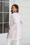 Plaid Fringe Trim Open Front Longline Cardigan • More Colors