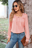 Ruched Square Neck Long Sleeve T-Shirt • More Colors