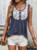 Lace Contrast Scoop Neck Tank • More Colors