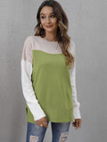 Color Block Round Neck Dropped Shoulder Sweater • More Colors