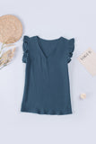 Ruffle Shoulder V-Neck Top • More Colors