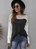 Color Block Round Neck Dropped Shoulder Sweater • More Colors