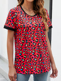 Leopard Round Neck Short Sleeve Tee Shirt • More Colors