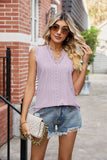 Eyelet Lace Trim Eyelash V-Neck Tank • More Colors