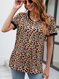 Leopard Round Neck Short Sleeve Tee Shirt • More Colors