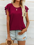 Round Neck Butterfly Sleeve Top • More Colors