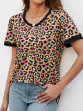 Leopard Round Neck Short Sleeve Tee Shirt • More Colors