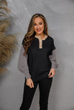 Round Neck Buttoned Knit Top • More Colors