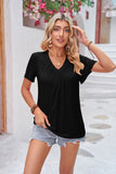 Ruched V-Neck Short Sleeve Tee • More Colors