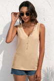Buttoned Deep V Tank • More Colors