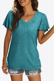 V-Neck Flutter Sleeve Tee Shirt • More Colors