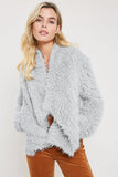 Drape Front Faux Fur Jacket