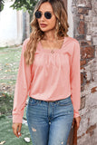 Ruched Square Neck Long Sleeve T-Shirt • More Colors