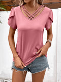 Strappy V-Neck Petal Sleeve Top • More Colors