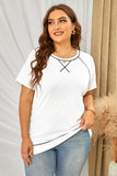 Curvy Contrast Stitching Crewneck Tee • More Colors