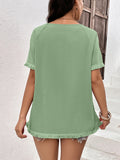 Round Neck Raglan Sleeve Fringe Detail Top • More Colors