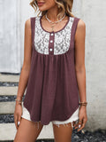 Lace Contrast Scoop Neck Tank • More Colors