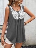 Lace Contrast Scoop Neck Tank • More Colors