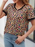 Leopard Round Neck Short Sleeve Tee Shirt • More Colors