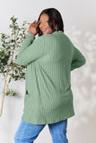 Basic Bae Ribbed Open Front Cardigan with Pockets • More Colors