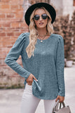 Round Neck Puff Sleeve Ribbed Top • More Colors