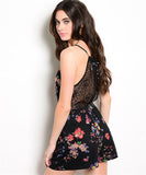 Lace Back Floral Romper