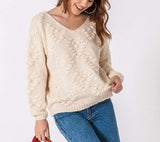 Oh My Heart Pom Sweater - Cream