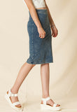 Knit Denim Cig Skirt